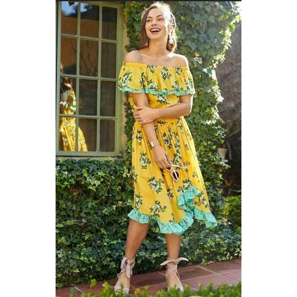 Matilda Jane Dresses & Skirts - Matilda Jane Dress Hooked On A Feeling Off Shoulder Floral Summer Midi Boho XS